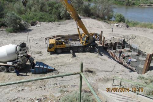 Progress of work of Company "OHL ZS" JSC lot 8 (bridge over the river Ili km 283). August 2014.