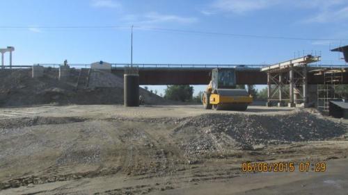 Progress of work of Company "OHL ZS" JSC lot 8 (bridge over the river Ili km 283). July 2015.