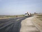 km 668+755.  Constrution of upper layer of base course at ramp from high porous asphalt concrete