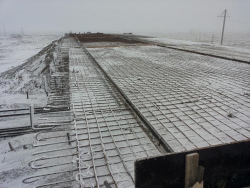 Construction of reinforcing and construction of concreting the bridge deck on overpass over railway 1642 km 