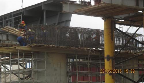 Progress of work of Company "OHL ZS" JSC lot 8 (bridge over the river Ili km 283). June 2015.