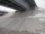 Support No. 1 strengthening of slope by in-situ concrete between bridges