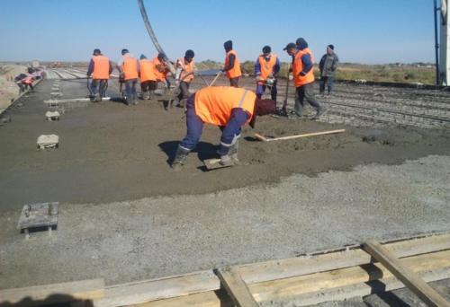 Bridge No.1 PK 570+80. Construction of cast-in-situ laid plate of span No.1