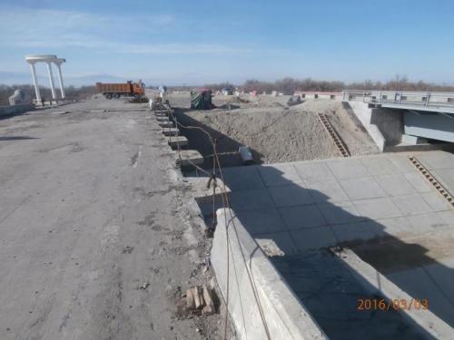 Progress of work of Company "OHL ZS" JSC lot 8 (bridge over the river Ili km 283). March 2016.