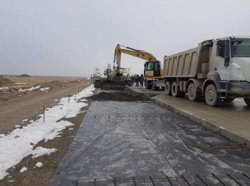 Concrete widening of exit for Burundusu village at pk 233+00 LHS